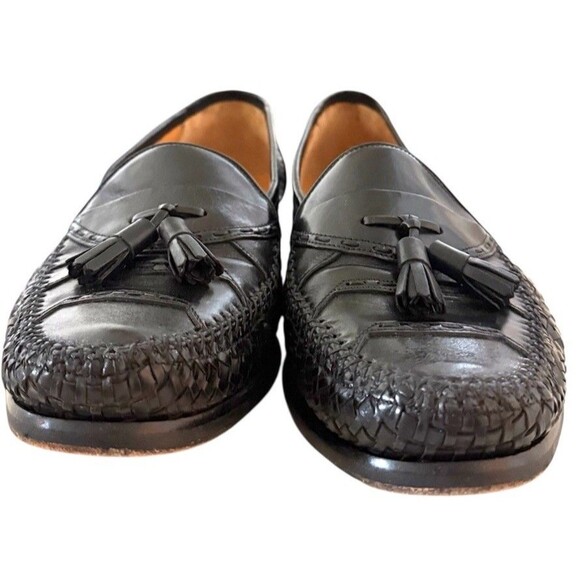 Mezlan Coral Black Leather Hand Made Tassel Woven Men’s Shoes Size 11.5 M main image 7